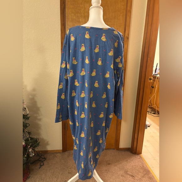 Charter Club Blue Plus Size Nightgown with Yellow Bear Print - Picture 3 of 9